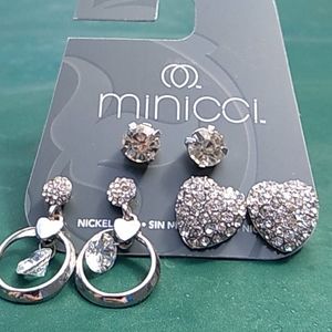 Set of 3 cubic zirconia Minicci earrings